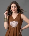K 1207 By Naisha Roman Embroidery Kurti With Bottom Dupatta 